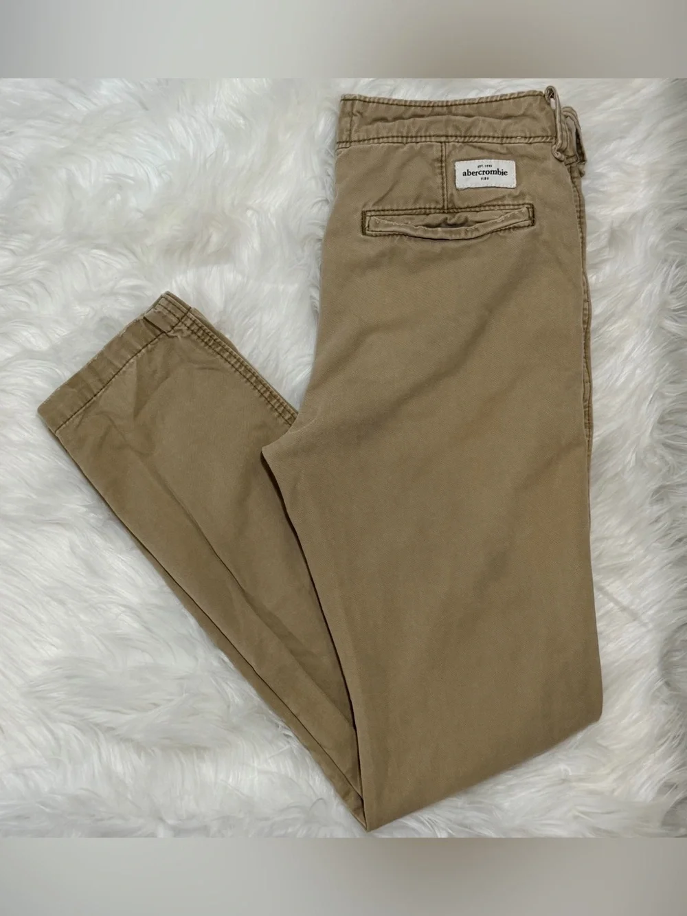 Abercrombie kids Boys Size 16 Skinny Chino Khaki Pants Tan 100% Cotton